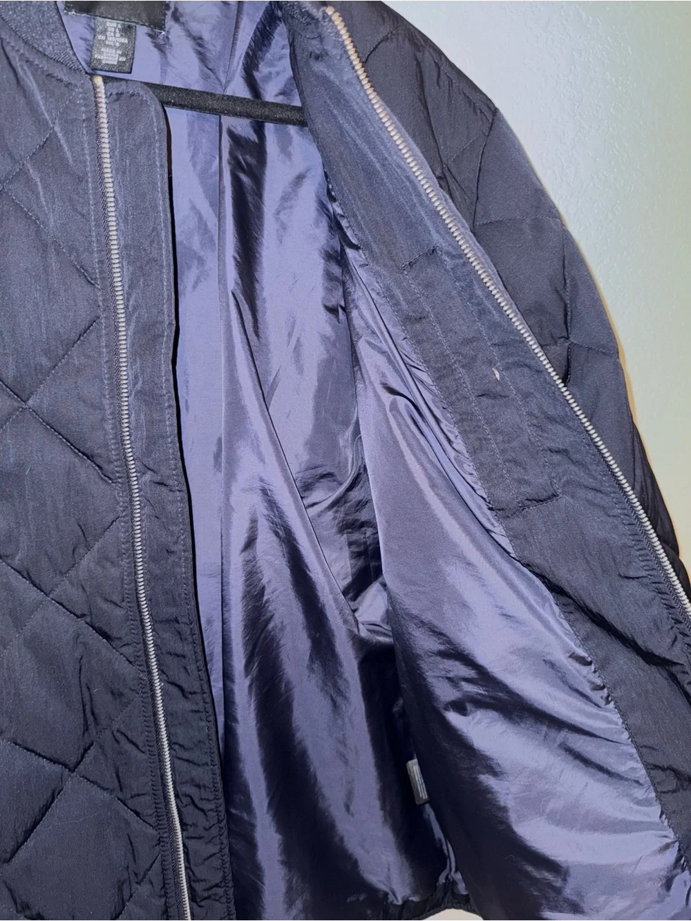 H&M Quilted Bomber Jacket in Navy NWOT Size L